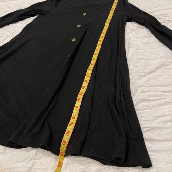 SHEIN Deep V Neck Button Down Long Sleeve Black Dress Size XS - Picture 6 of 7